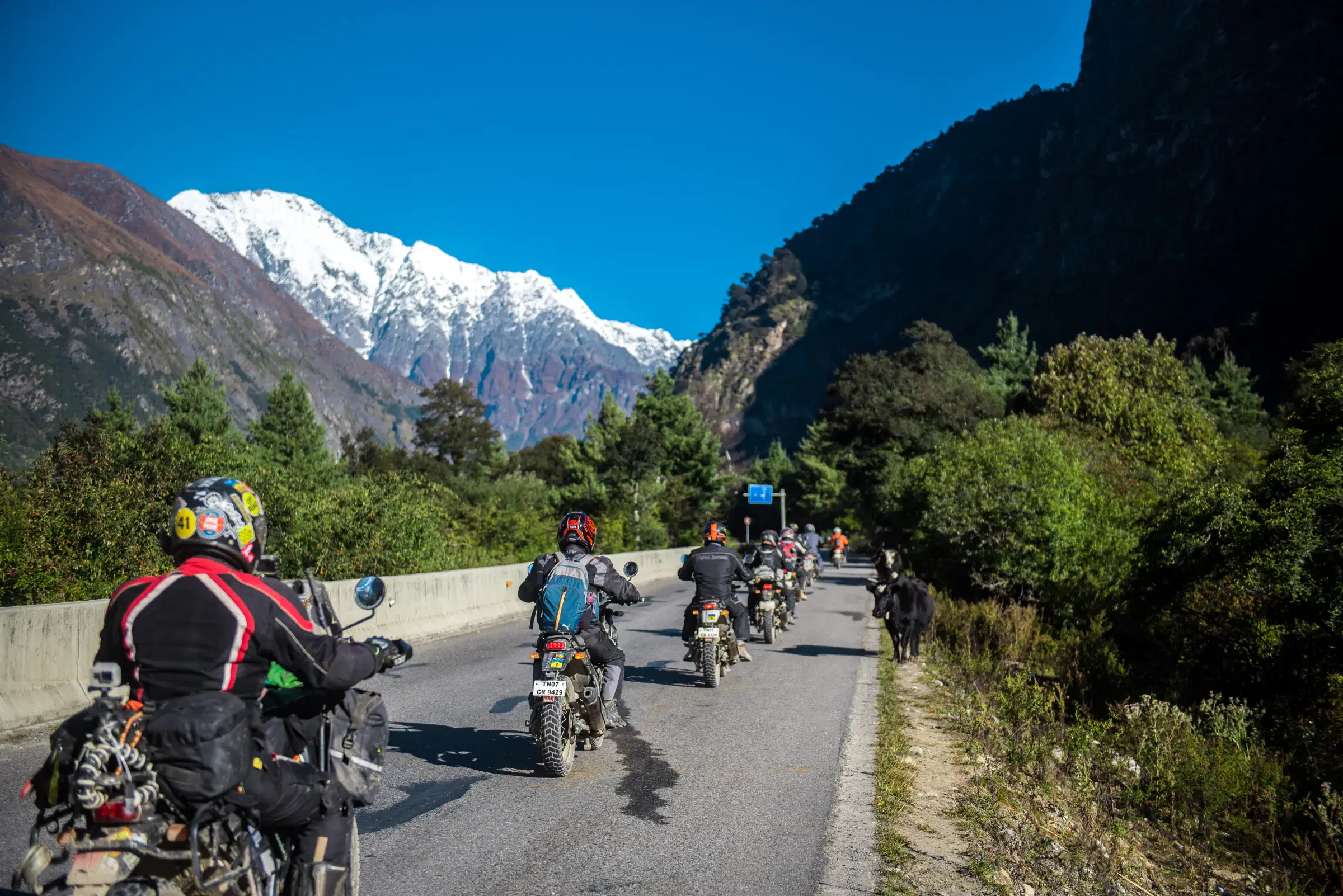 Outdoor scene featuring people, snowy terrain, and blue sky.
